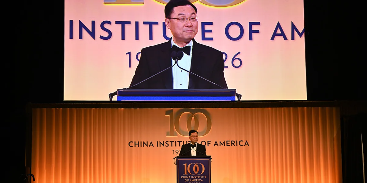 Chinese Ambassador Xie Feng addresses guests at the China Institute Centennial Gala. Photography by China Institute.